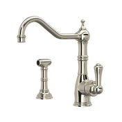 Kitchen Faucet, Edwardian, Single Handle, Side Spray, Polished Nickel