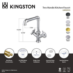 Kitchen Faucet, Fuller, Two-Handle 1-Hole in Matte Black
