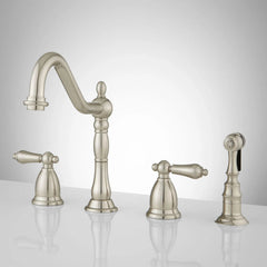 Kitchen Faucet, Helena, Widespread with Side Spray in Brushed Nickel