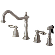 Kitchen Faucet, Heritage, Double Handle, 4-Hole Widespread, Brushed Nickel