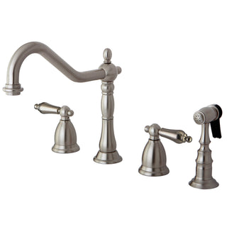 Kitchen Faucet, Heritage, Double Handle, 4-Hole Widespread, Brushed Nickel