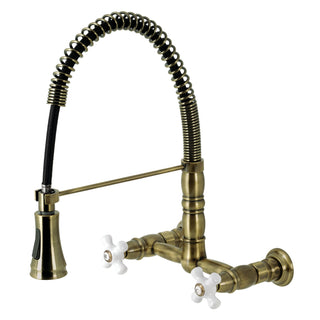 Kitchen Faucet, Heritage, Double-Handle Wall-Mount in Antique Brass