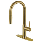 Kitchen Faucet, New York, Single Handle, Pull-Down, Brushed Brass
