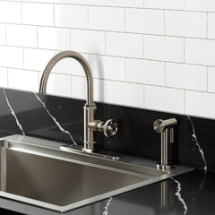 Kitchen Faucet, Ostro, Single Handle with Side Spray in Brushed Nickel