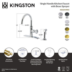 Kitchen Faucet, Ostro, Single Handle with Side Spray in Polished Chrome