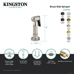 Kitchen Faucet Side Sprayer, Concord, Brass with 60-Inch Hose in Brushed Nickel