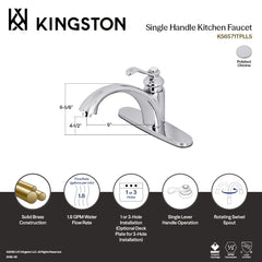 Kitchen Faucet, Templeton, Single Handle with Low-Arc Spout in Polished Chrome