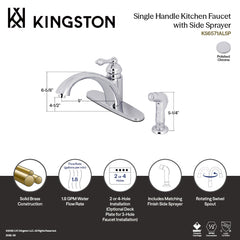 Kitchen Faucet, Vintage, Single Handle with Side Sprayer in Polished Chrome