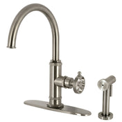 Kitchen Faucet, Webb, Single-Handle with Brass Side Sprayer in Brushed Nickel