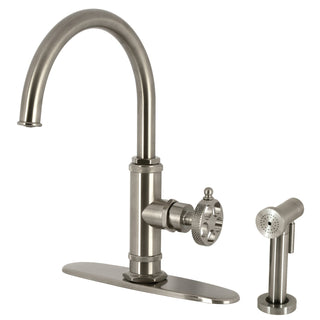 Kitchen Faucet, Webb, Single-Handle with Brass Side Sprayer in Brushed Nickel
