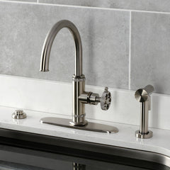 Kitchen Faucet, Webb, Single-Handle with Brass Side Sprayer in Brushed Nickel