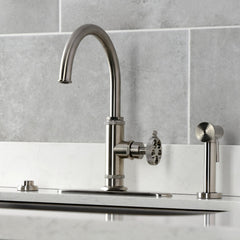 Kitchen Faucet, Webb, Single-Handle with Brass Side Sprayer in Brushed Nickel