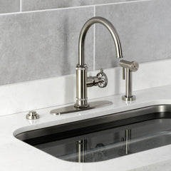 Kitchen Faucet, Webb, Single-Handle with Brass Side Sprayer in Brushed Nickel