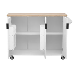 Kitchen Island on Wheels with Drop Leaf Countertop, White