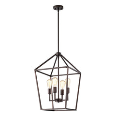 Kitchen Island Pendant Light, 4-Light Open Cage in Oil Rubbed Bronze