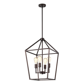 Kitchen Island Pendant Light, 4-Light Open Cage in Oil Rubbed Bronze