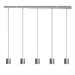 Kitchen Island Pendant Light, 5 Lights, Nickel Metal Cylinder with Frosted Diffuser