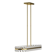 Kitchen Island Pendant Light, 8 Lights, Brass Metal with Clear Crystal