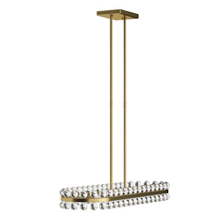 Kitchen Island Pendant Light, 8 Lights, Brass Metal with Clear Crystal