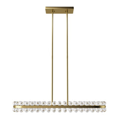 Kitchen Island Pendant Light, 8 Lights, Brass Metal with Clear Crystal