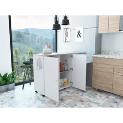 Kitchen Island Table, Engineered Wood Base and Countertop, With Shelf