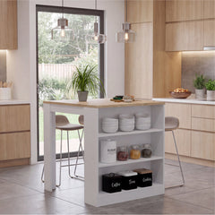 Kitchen Island Table, Engineered Wood Base and Countertop, With Shelf