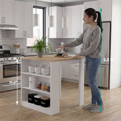 Kitchen Island Table, Engineered Wood Base and Countertop, With Shelf