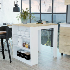 Kitchen Island Table, Engineered Wood Base and Countertop, With Shelf