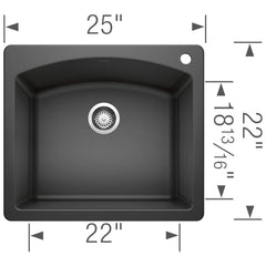 Kitchen Sink, Diamond, Single Bowl, Dual Mount, 25", Anthracite
