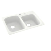 Kitchen Sink, Double Bowl, Solid Surface, 33 Inch, Off White