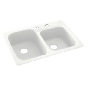 Kitchen Sink, Double Bowl, Solid Surface, 33 Inch, Off White