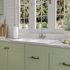 Kitchen Sink, Dual Mount, Double Bowl, Fireclay, 32 In. L, White