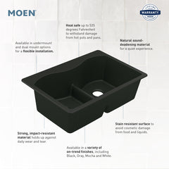 Kitchen Sink, Host, Dual Mount, Double Bowl, Granite, Black