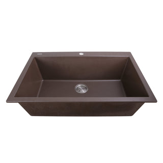 Dual Mount Kitchen Sink, Plymouth, Single Bowl in Brown