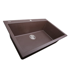 Kitchen Sink, Plymouth, Dual Mount, Single Bowl, Granite, 33 Inch, Brown