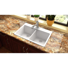Kitchen Sink, Quartz Classic, Drop-In, Double Basin, Quartz, 33 x 22 In, White
