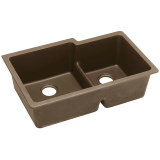 Undermount Kitchen Sink, Quartz Classic, Double Basin, Quartz, 33 In, Mocha
