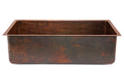 Kitchen Sink, Single Basin, Hammered Copper, 33 Inch, Dual Mount