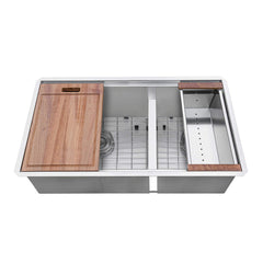 Kitchen Sink Workstation, Undermount, 36 Inch, 16 Gauge Stainless Steel, Brushed