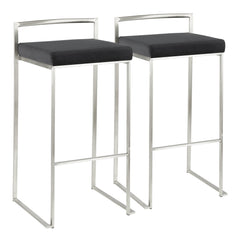 Angle | Three-quarter view of the Kolvern Calogero Low Back Bar Stool Pair