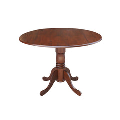 Front | Straight-on view of the Kolvern Dattilo Round Pedestal Drop-Leaf Dining Table
