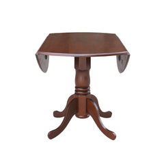 Front | Straight-on view of the Kolvern Dattilo Round Pedestal Drop-Leaf Dining Table