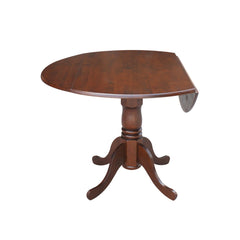 Angle | Three-quarter view of the Kolvern Dattilo Round Pedestal Drop-Leaf Dining Table