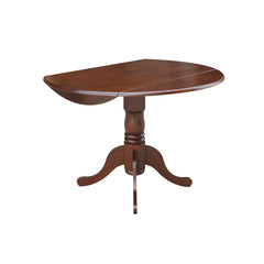 Angle | Three-quarter view of the Kolvern Dattilo Round Pedestal Drop-Leaf Dining Table