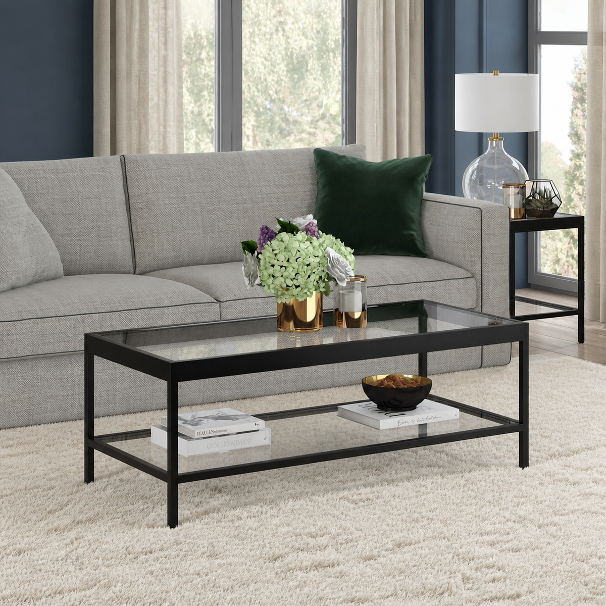 Kolvern Famjin Glass Coffee Table in a restyled supplier room | Pipeline B room-shell edit 3