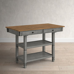 Angle | Three-quarter view of the Kolvern Faraglione Wood Kitchen Island