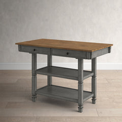 Angle | Three-quarter view of the Kolvern Faraglione Wood Kitchen Island