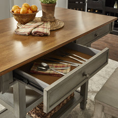 Detail | Close view of the Kolvern Faraglione Wood Kitchen Island