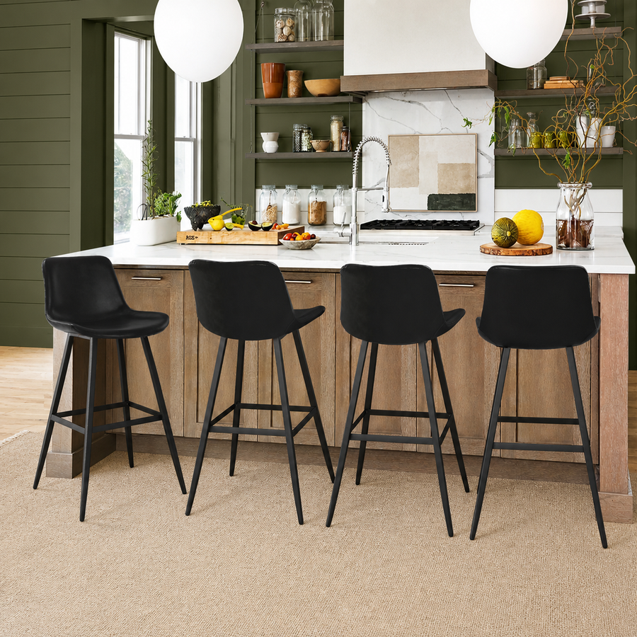 Kolvern Forgiavecchia Leather Bar Stool in a restyled supplier room | Pipeline B room-shell edit 1