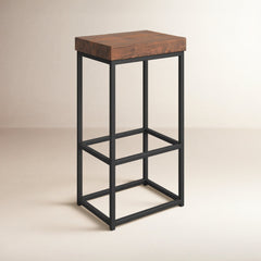 Angle | Three-quarter view of the Kolvern Immeruta Wood Bar Stool